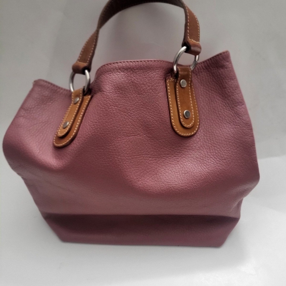 Maurizio Taiuti Women's Handbag Pink Tote with Brown Accents Leather Medium - Picture 3 of 12